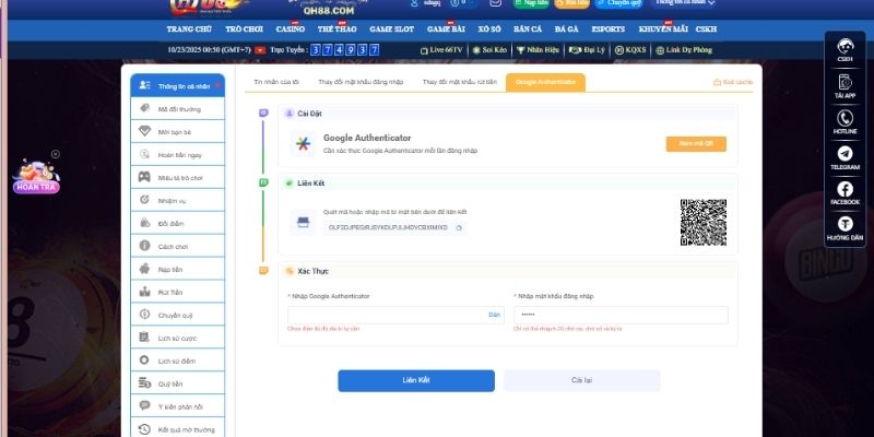 Đăng ký QH88 an toàn với xác minh hai lớp 2FA