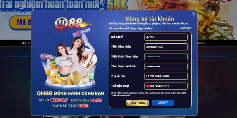 Đăng ký QH88 nhanh chóng chỉ với vài bước đơn giản